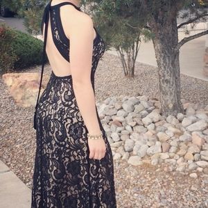 Long black and tan Formal dress